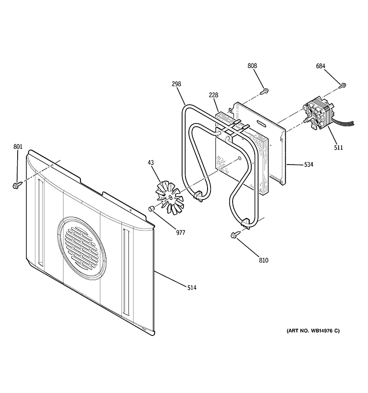 CONVECTION FAN Diagram and Parts List for PHB925SP4SS  General Electric Wall Oven
