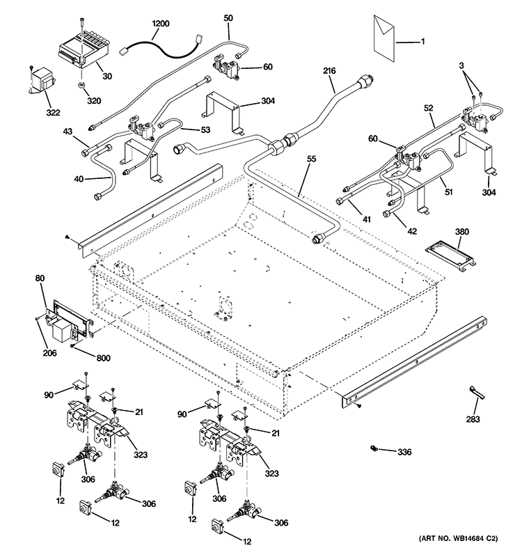 GAS & BURNER PARTS Diagram and Parts List for ZDP304LP4SS  General Electric Range