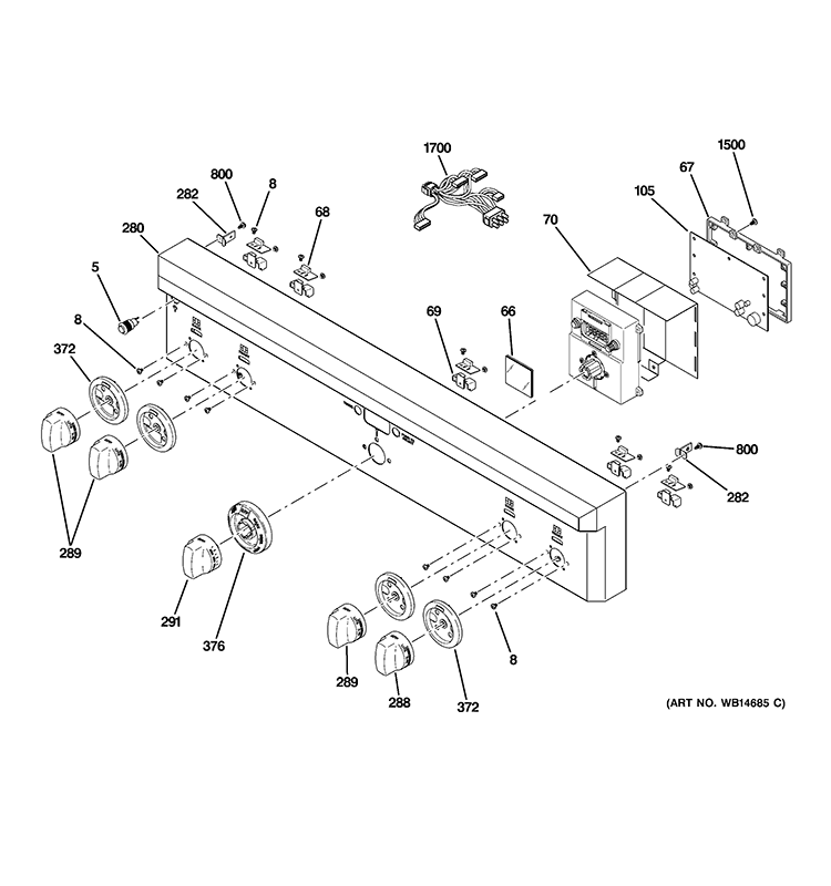 CONTROL PANEL Diagram and Parts List for ZDP304LP4SS  General Electric Range