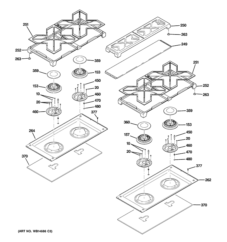 COOKTOP Diagram and Parts List for ZDP304LP4SS  General Electric Range