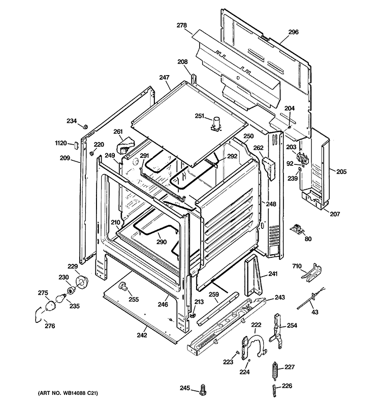 BODY PARTS Diagram and Parts List for JBS27SIM1SS  General Electric Range