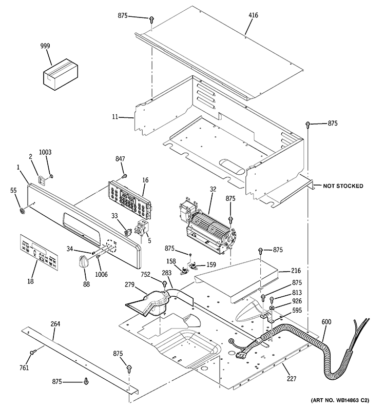 CONTROL PANEL Diagram and Parts List for JKP35DP4WW  General Electric Wall Oven