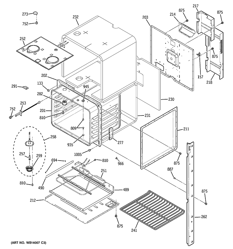 UPPER OVEN Diagram and Parts List for JKP35DP4WW  General Electric Wall Oven