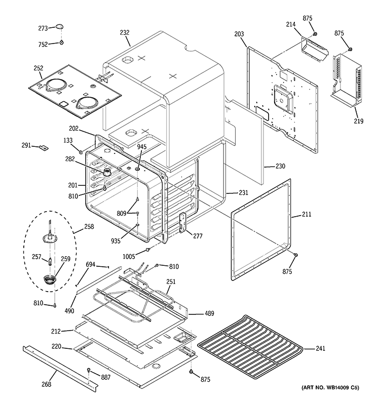 LOWER OVEN Diagram and Parts List for JKP35SP4SS  General Electric Wall Oven