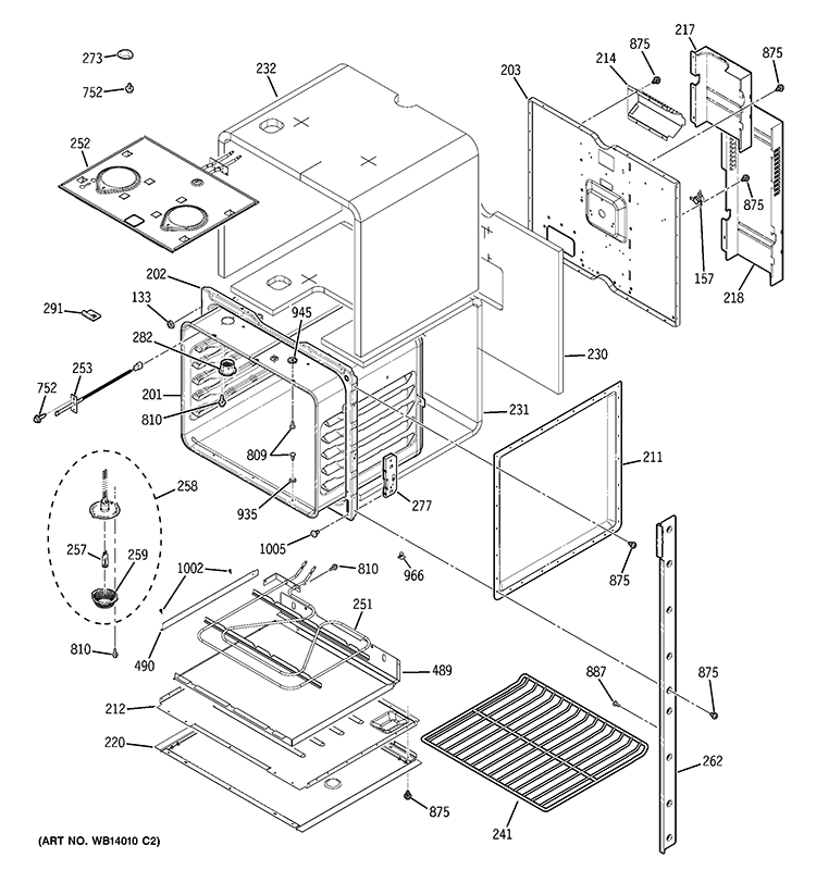 UPPER OVEN Diagram and Parts List for JKP55DP4CC  General Electric Wall Oven