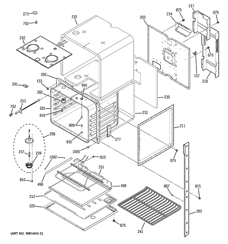 UPPER OVEN Diagram and Parts List for JKP55SP4SS  General Electric Wall Oven