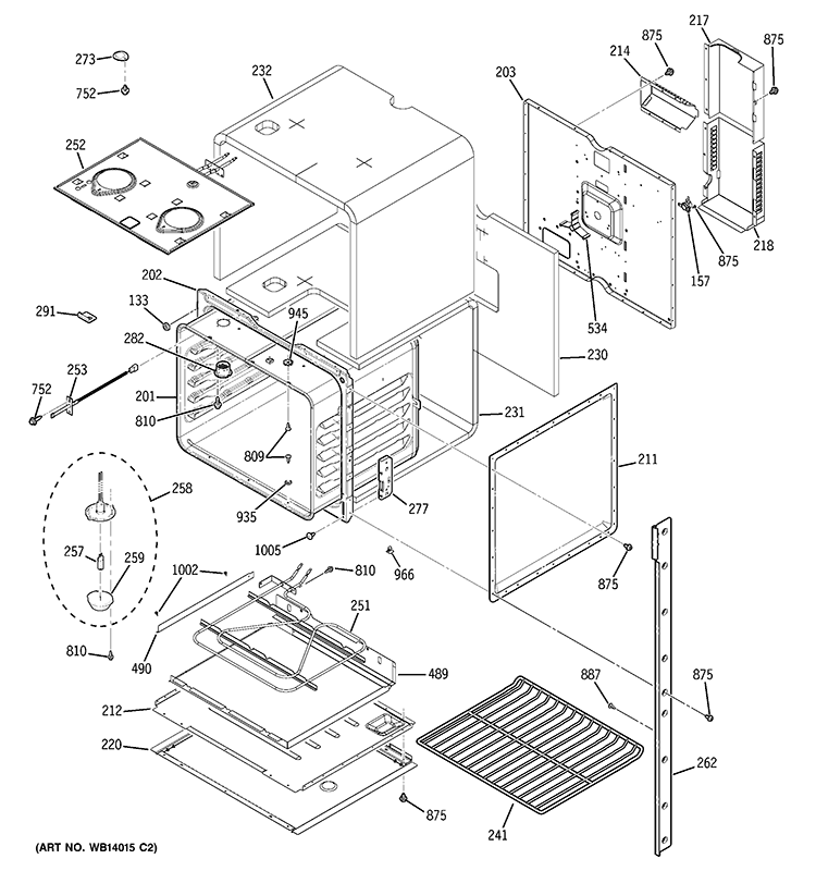 UPPER OVEN Diagram and Parts List for JKP75DP4WW  General Electric Wall Oven