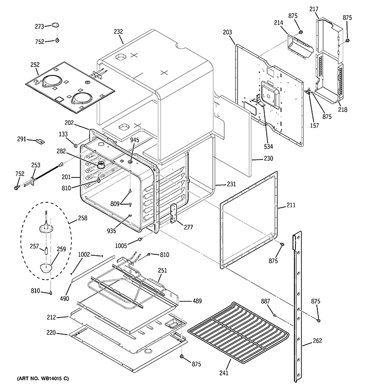 UPPER OVEN Diagram and Parts List for JKP75SP4SS  General Electric Wall Oven