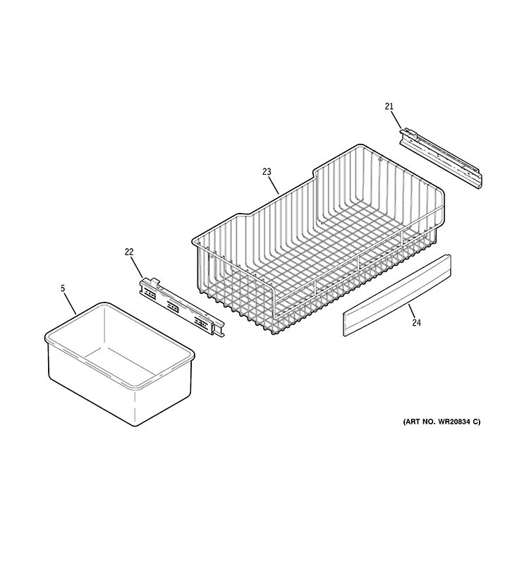FREEZER SHELVES Diagram and Parts List for PFQS5RKBCSS  General Electric Refrigerator