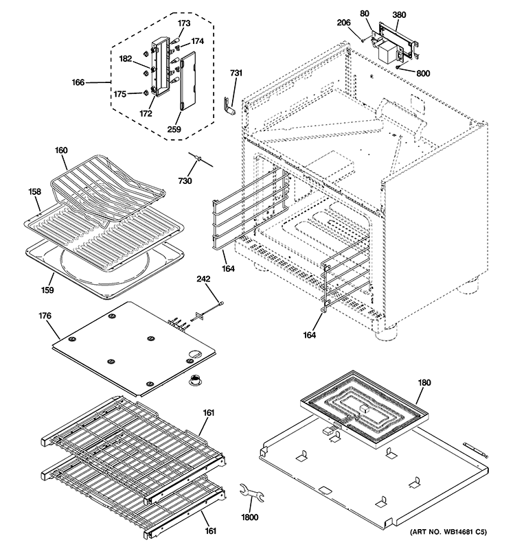 OVEN CAVITY PARTS Diagram and Parts List for ZDP304LP5SS  General Electric Range