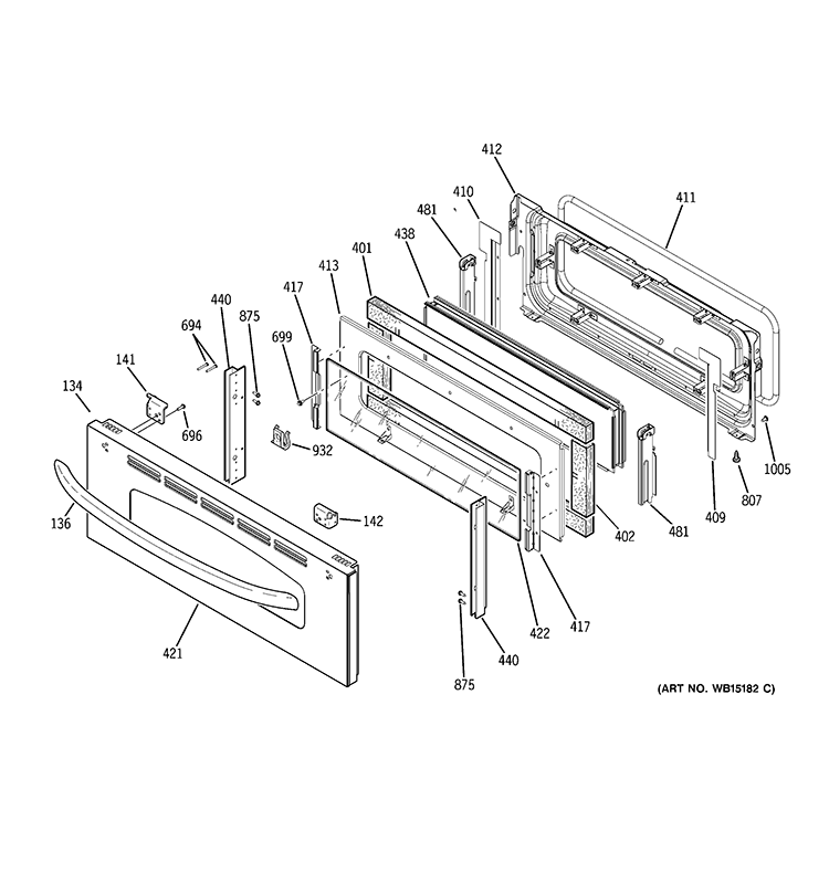 UPPER DOOR Diagram and Parts List for JCB850ST1SS  General Electric Range