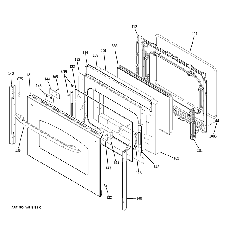 LOWER DOOR Diagram and Parts List for JCB850ST1SS  General Electric Range