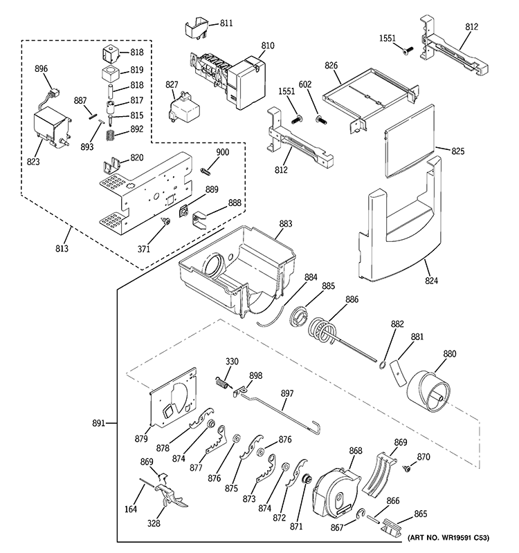ICE MAKER & DISPENSER Diagram and Parts List for ZISP480DTBSS  General Electric Refrigerator