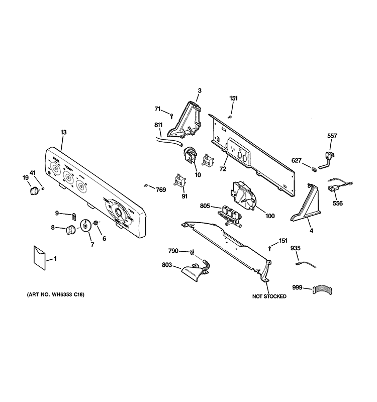CONTROLS & BACKSPLASH Diagram and Parts List for HTAP1000M2WW  Hotpoint Washer