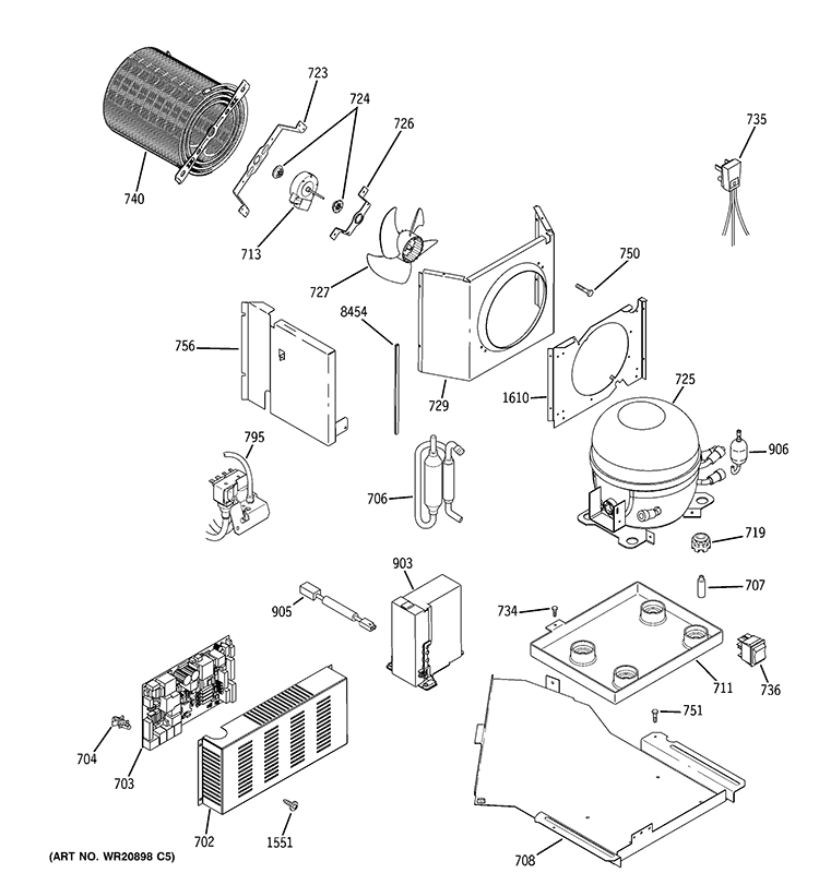 SEALED SYSTEM & MOTHER BOARD Diagram and Parts List for ZICP360SLFSS  General Electric Refrigerator