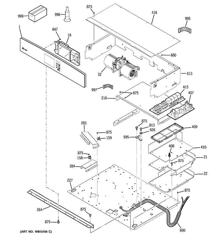 CONTROL PANEL Diagram and Parts List for PT960DR1BB  General Electric Wall Oven
