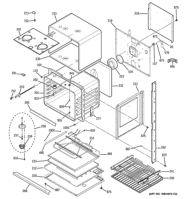 LOWER OVEN Diagram and Parts List for PT960DR1BB  General Electric Wall Oven