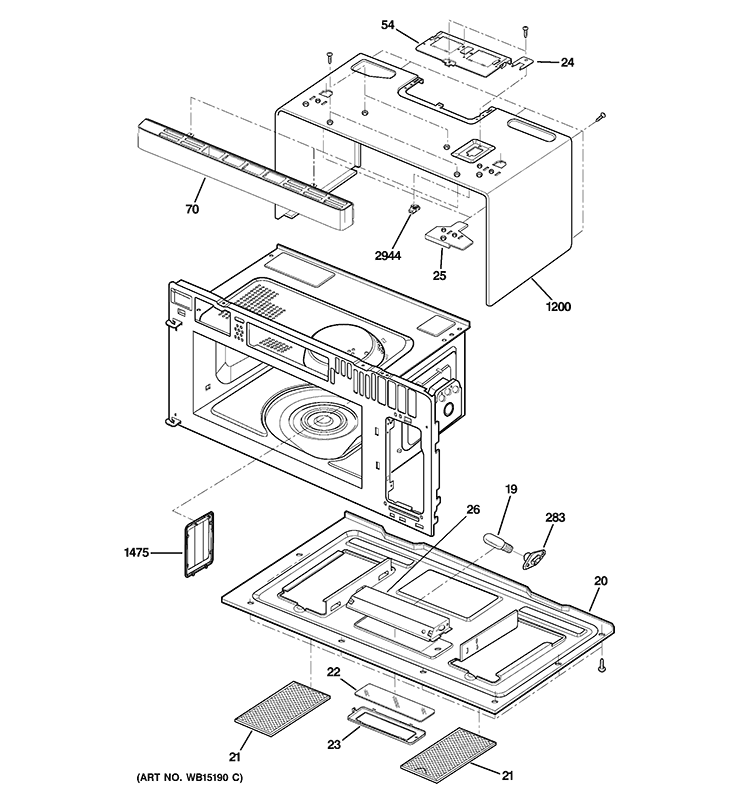 OVEN CAVITY PARTS Diagram and Parts List for JVM1810DS1BB  General Electric Microwave