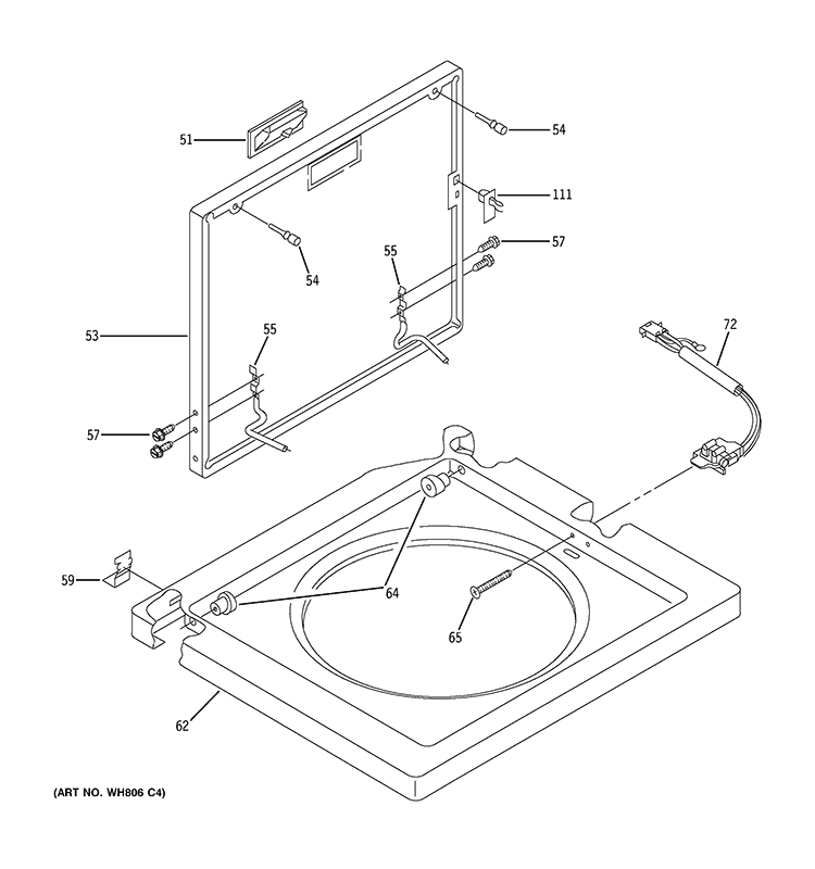 WASHER TOP & LID Diagram and Parts List for WSM2420D5WW  General Electric Washer Dryer Combo