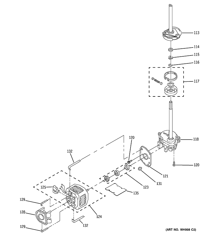 MOTOR & PUMP PARTS Diagram and Parts List for WSM2420D5WW  General Electric Washer Dryer Combo