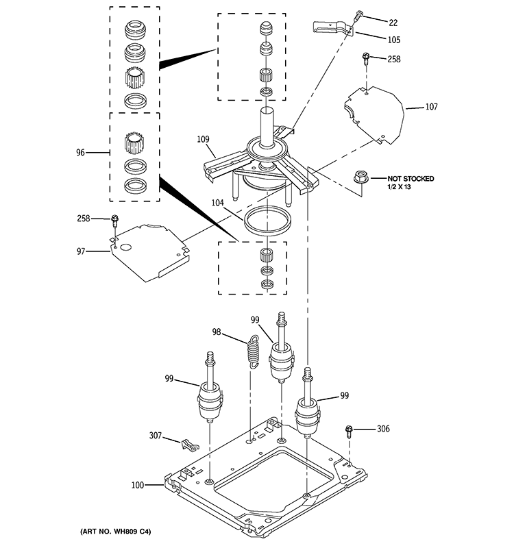 MACHINE BASE PARTS Diagram and Parts List for WSM2420D5WW  General Electric Washer Dryer Combo