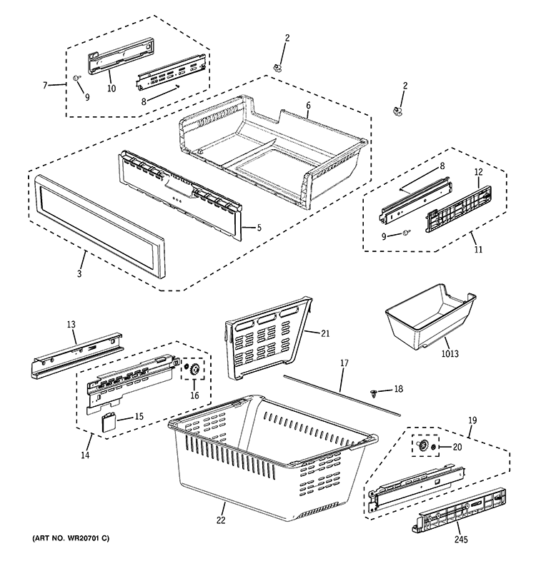 FREEZER SHELVES Diagram and Parts List for GFSF6KEXABB  General Electric Refrigerator