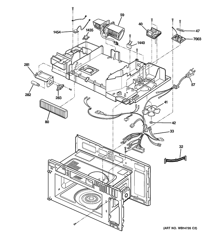INTERIOR PARTS 2 Diagram and Parts List for JVM2052DN1BB  General Electric Microwave
