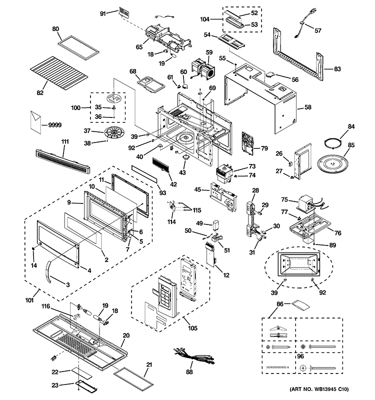 MICROWAVE Diagram and Parts List for JVM1740DM1CC  General Electric Microwave