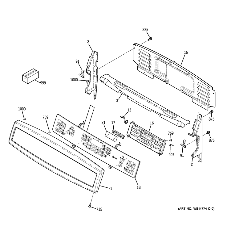CONTROL PANEL Diagram and Parts List for PB920DP3BB  General Electric Range