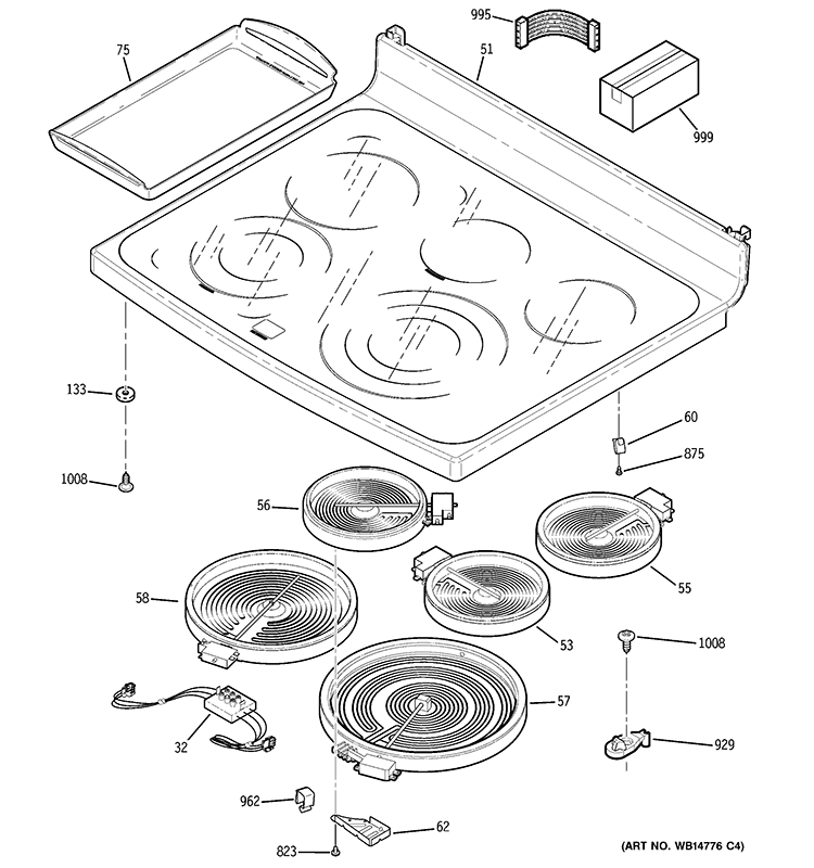COOKTOP Diagram and Parts List for PB920DP3BB  General Electric Range