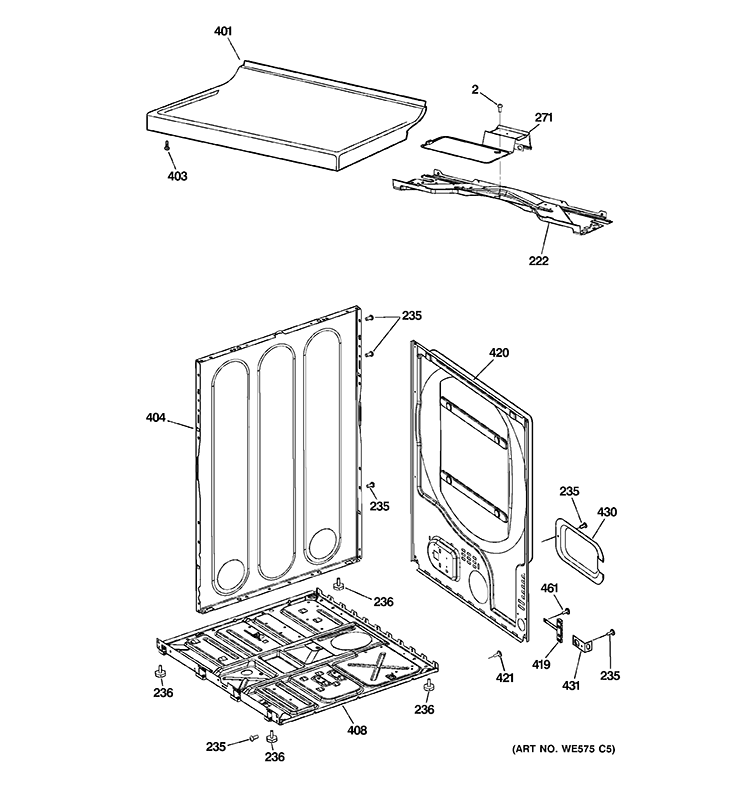 CABINET Diagram and Parts List for GTDX300EM2WS  General Electric Dryer