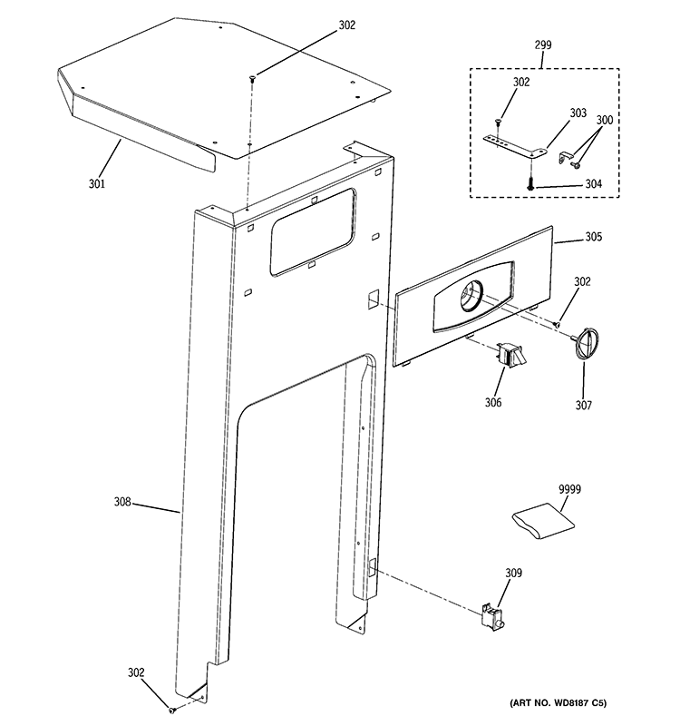 CABINET & CONTROL PARTS Diagram and Parts List for GCG1700R0II  General Electric Trash Compactor