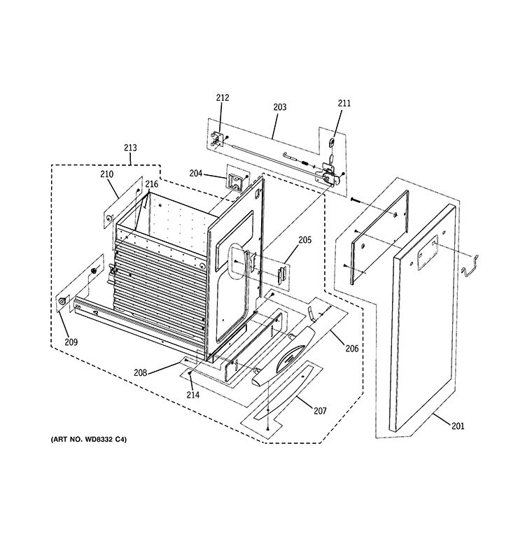 CONTAINER PARTS Diagram and Parts List for GCG1700R0II  General Electric Trash Compactor