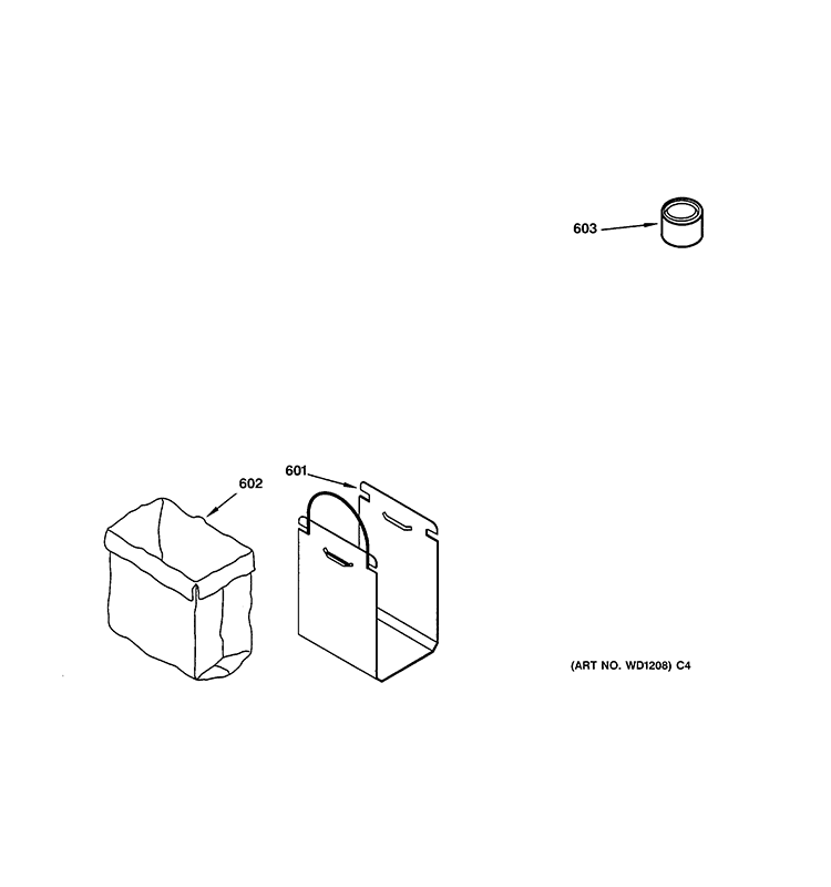 ACCESSORY PARTS Diagram and Parts List for ZCGP150RII-00  General Electric Trash Compactor