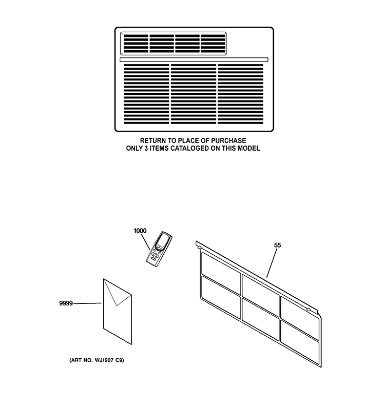 ROOM AIR CONDITIONER Diagram and Parts List for AEH08LQQ1  General Electric Air Conditioner