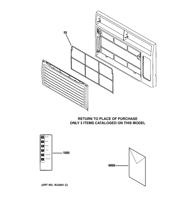 ROOM AIR CONDITIONER Diagram and Parts List for AHH06LQW1  General Electric Air Conditioner