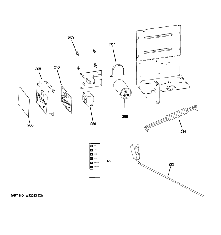 CONTROL PARTS Diagram and Parts List for AHH18DQT1  General Electric Air Conditioner
