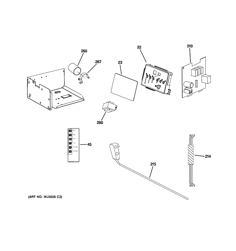 COTROL PARTS Diagram and Parts List for AHH24DQH1  General Electric Air Conditioner