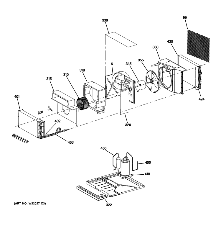 BASE PAN & UNIT PARTS Diagram and Parts List for AHH24DQH1  General Electric Air Conditioner