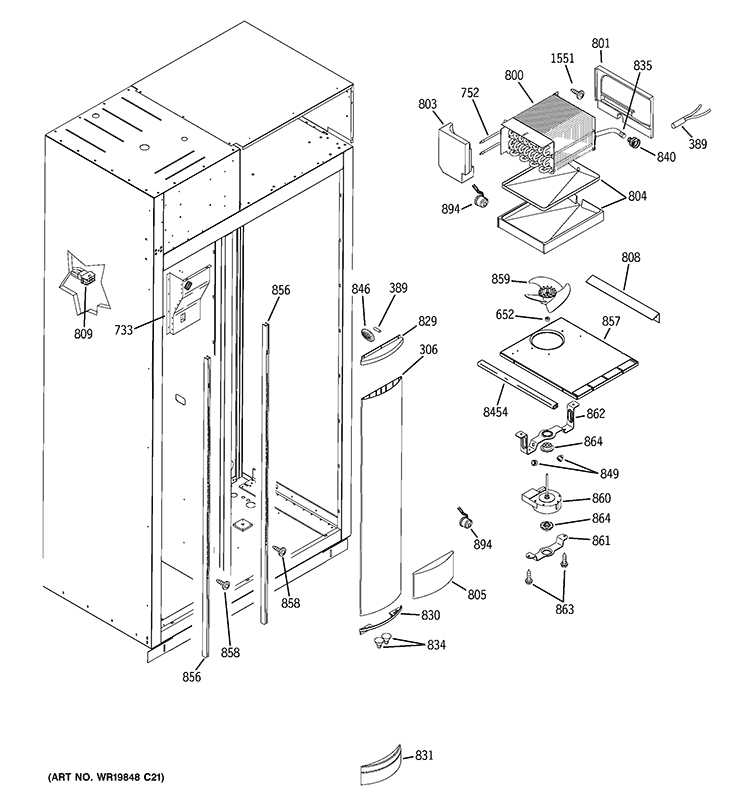 FREEZER SECTION Diagram and Parts List for ZSEP420DYASS  General Electric Refrigerator