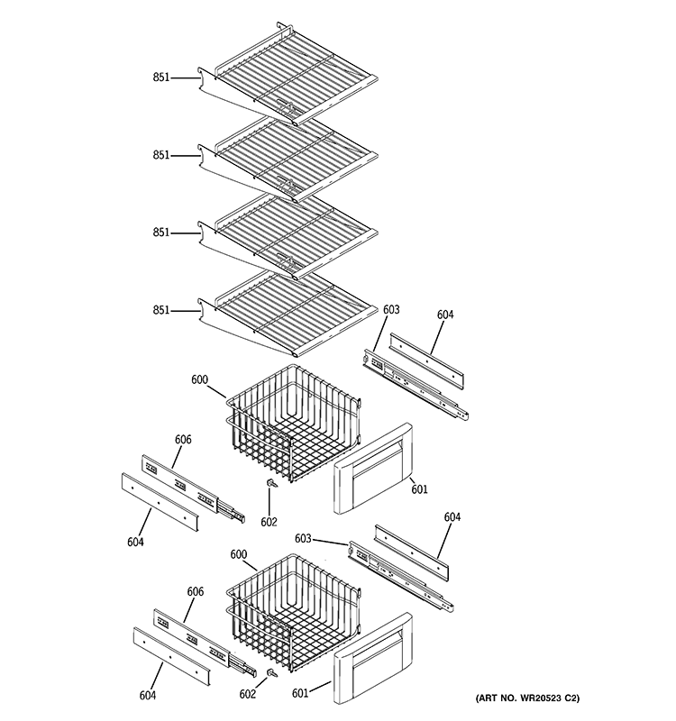 FREEZER SHELVES Diagram and Parts List for ZSEP420DYASS  General Electric Refrigerator