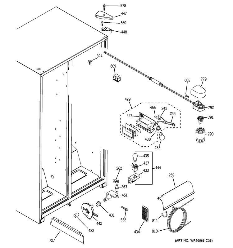 FRESH FOOD SECTION Diagram and Parts List for GSH25ISXPSS  General Electric Refrigerator