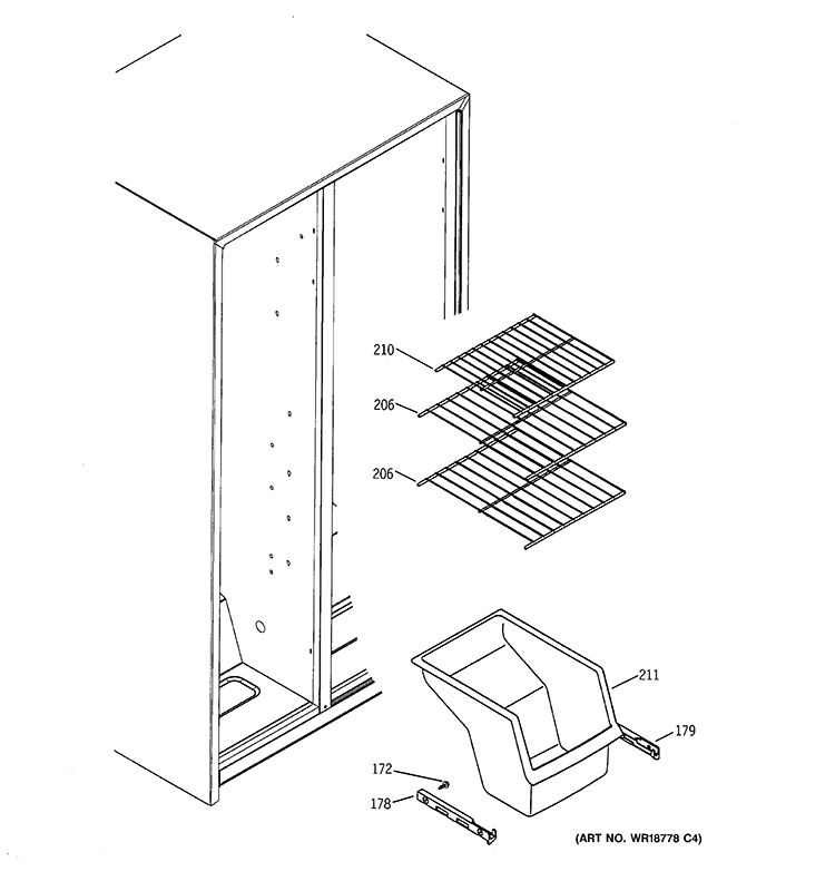 FREEZER SHELVES Diagram and Parts List for GSH25JGCCWW  General Electric Refrigerator