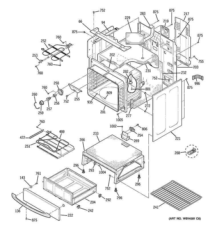 BODY PARTS Diagram and Parts List for JB700SN2SS  General Electric Range