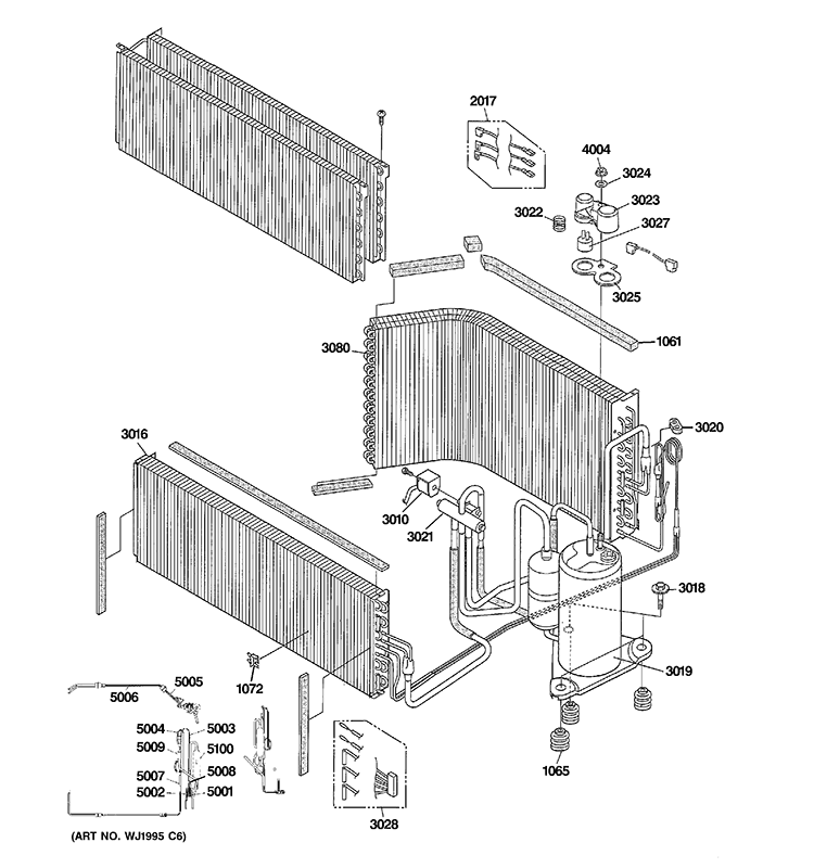 UNIT PARTS Diagram and Parts List for AZ61H12DACW1  General Electric Air Conditioner
