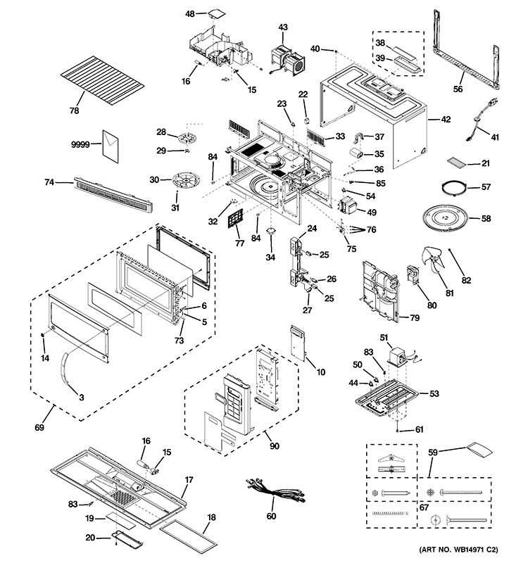 MICROWAVE Diagram and Parts List for JNM1541MP2SA  General Electric Microwave