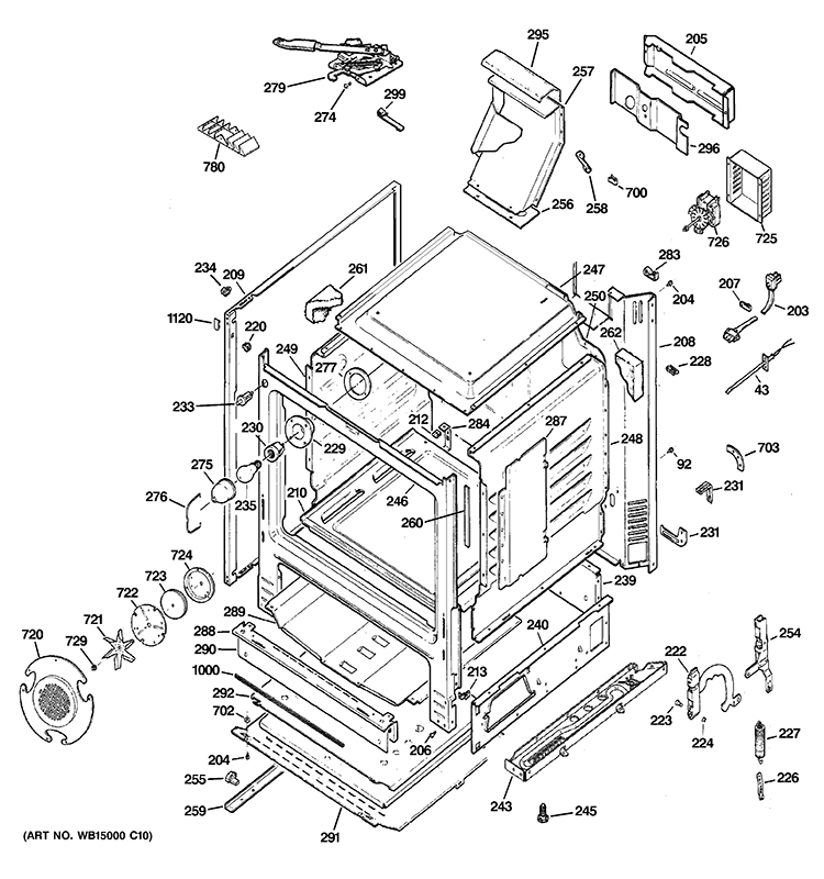 BODY PARTS Diagram and Parts List for JGB296SET2SS  General Electric Range
