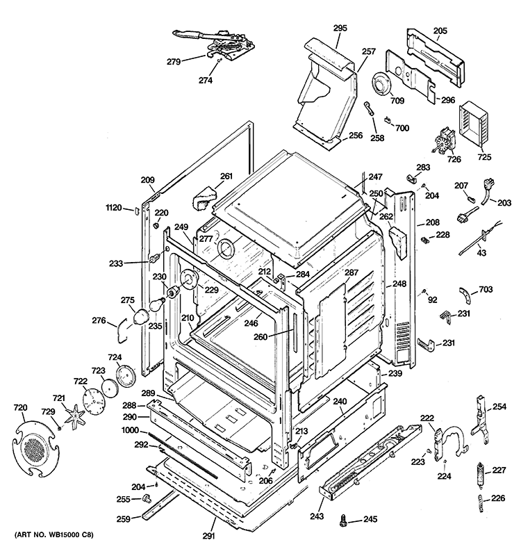 BODY PARTS Diagram and Parts List for JGB810SET2SS  General Electric Range