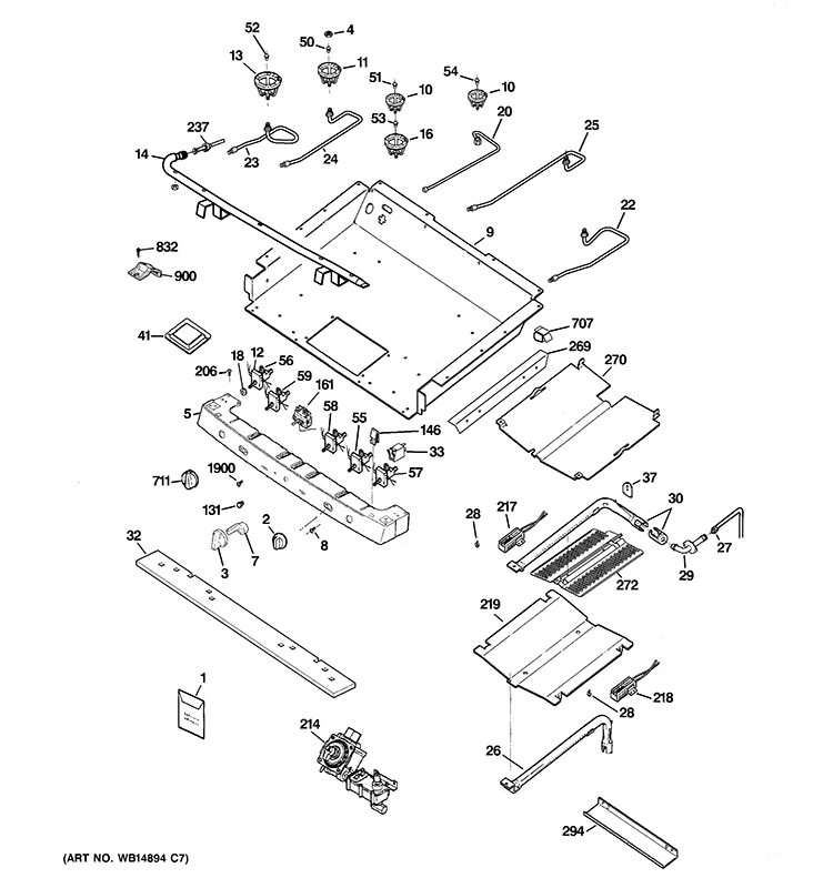 GAS & BURNER PARTS Diagram and Parts List for JGB840SET2SS  General Electric Range