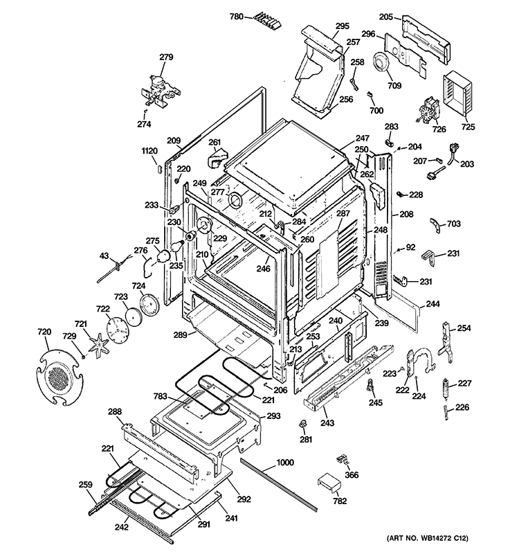 BODY PARTS Diagram and Parts List for JGB840SET2SS  General Electric Range